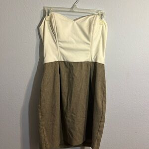 Vintage Guess Strapless White & Gold Dress